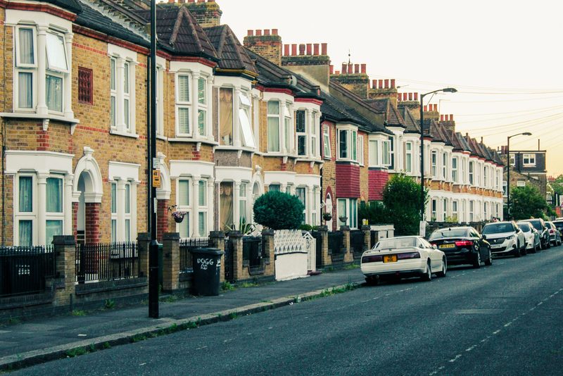 A street of Victorian terraced houses